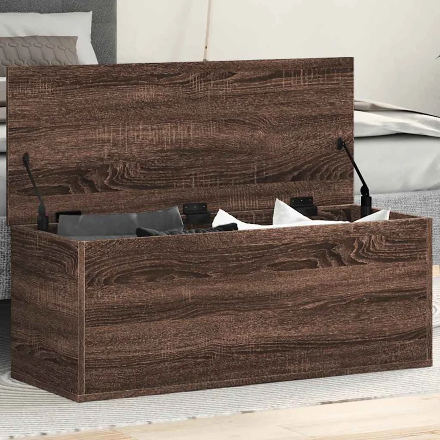 Boîte de rangement chêne marron 90x35x35 cm bois d'ingénierie