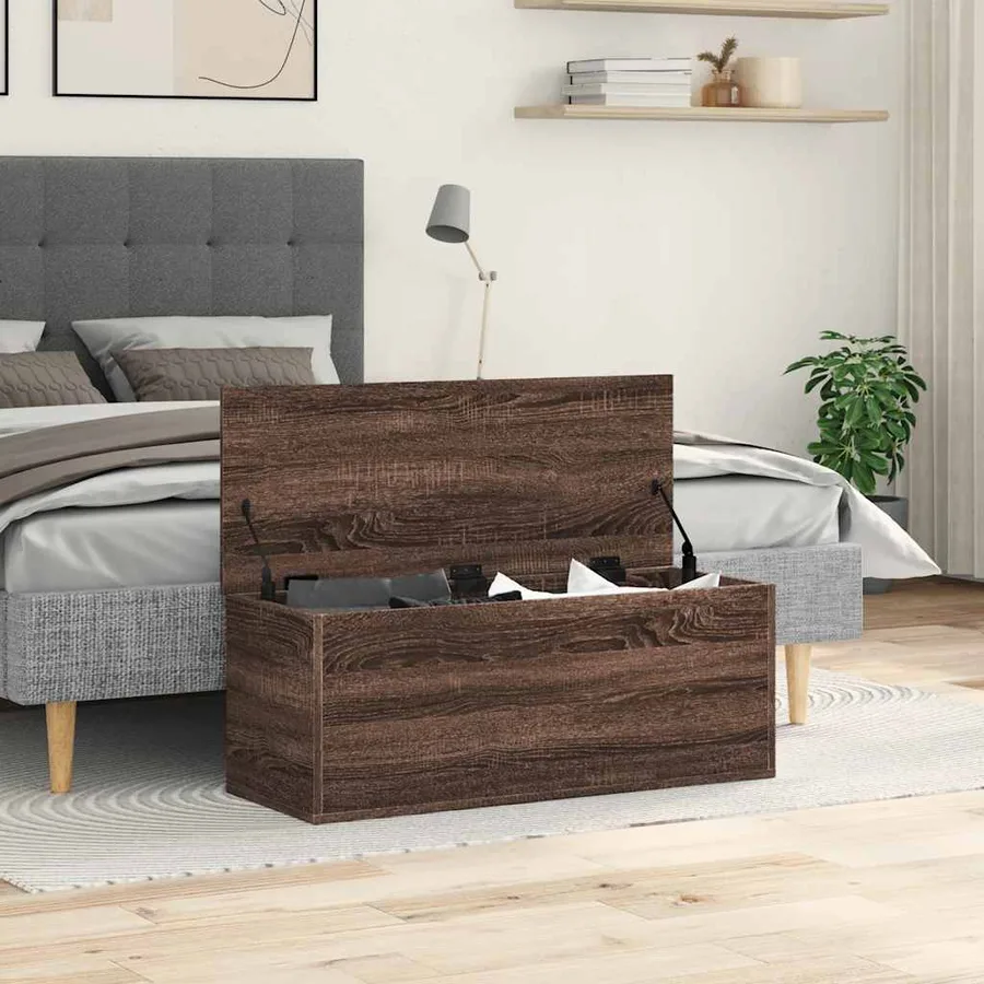 Boîte de rangement chêne marron 90x35x35 cm bois d'ingénierie - 3
