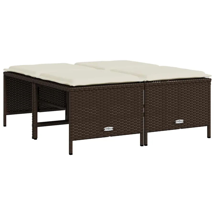 Tabourets de jardin avec coussins lot de 4 marron poly rotin - 2
