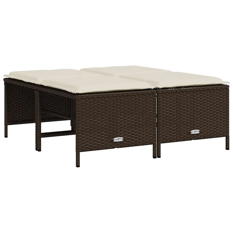 Tabourets de jardin avec coussins lot de 4 marron poly rotin - 5