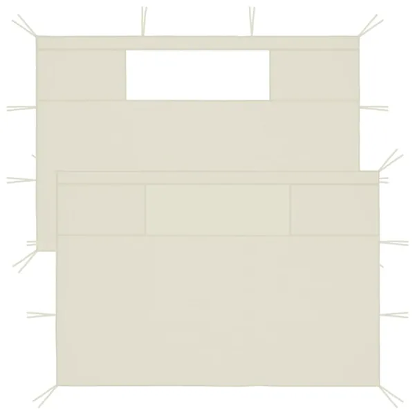 Parois latérales de belvédère avec fenêtres 2 pcs Crème