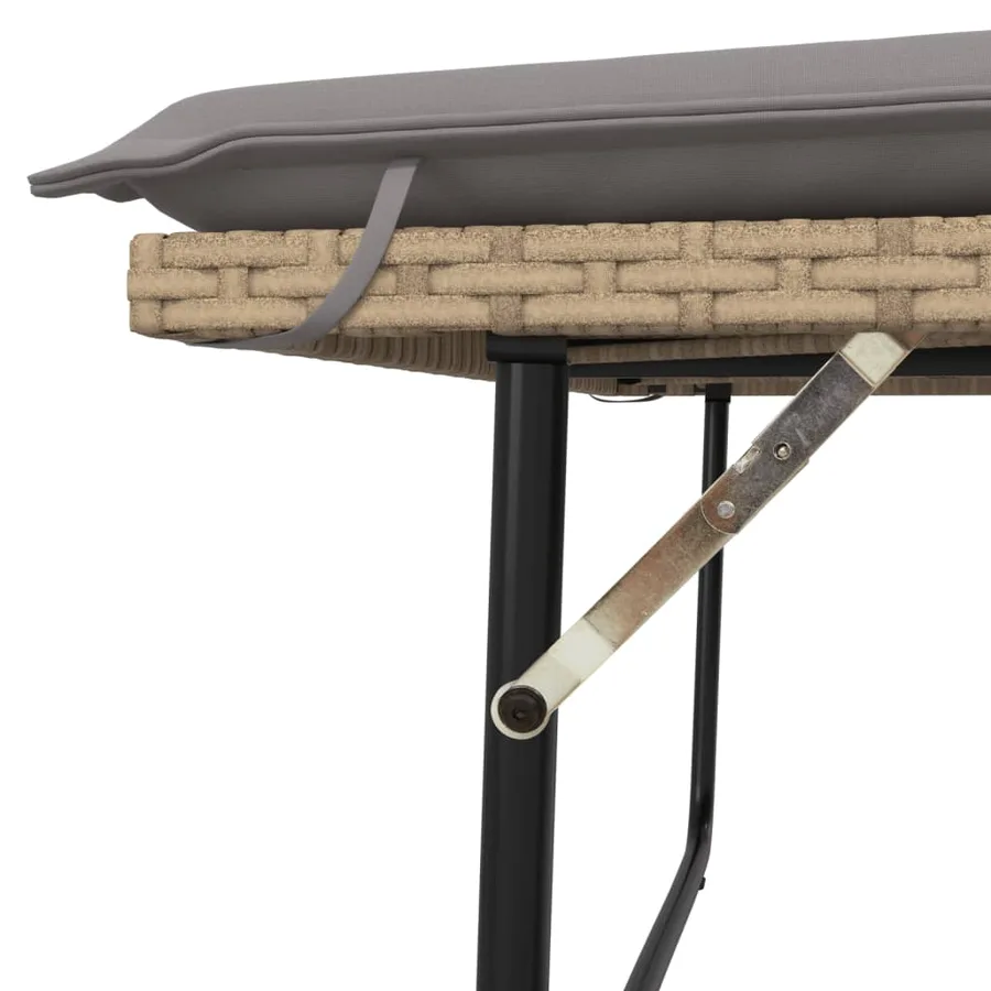 Banc de jardin et coussins et repose-pied beige résine tressée - 9
