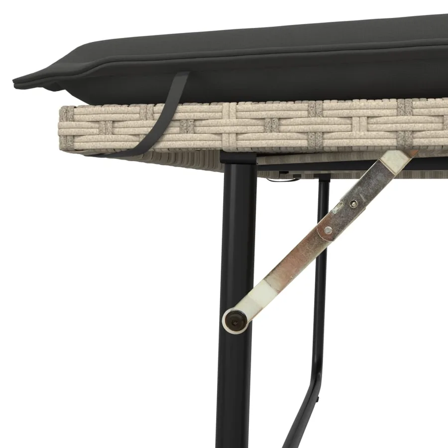 Banc de jardin et coussins et repose-pied gris clair poly rotin - 9