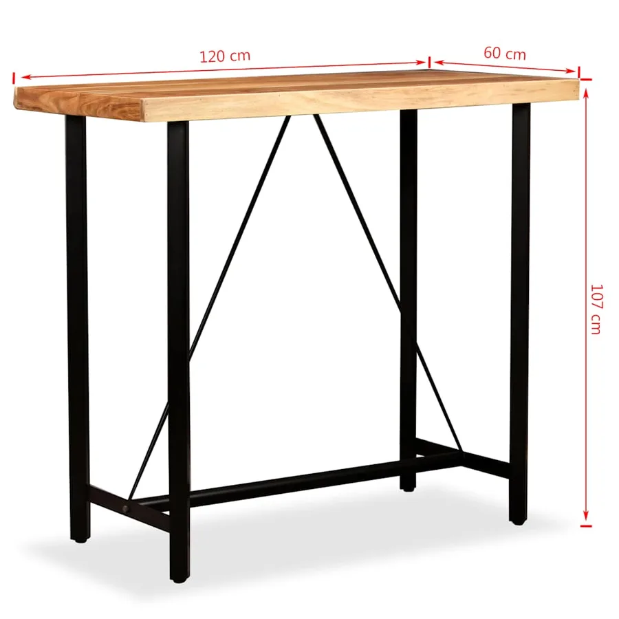 Table de bar Bois massif d'acacia 120x60x107 cm - 11