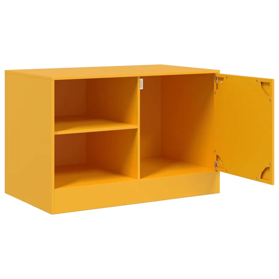 Meuble TV jaune moutarde 67x39x44 cm acier - 7