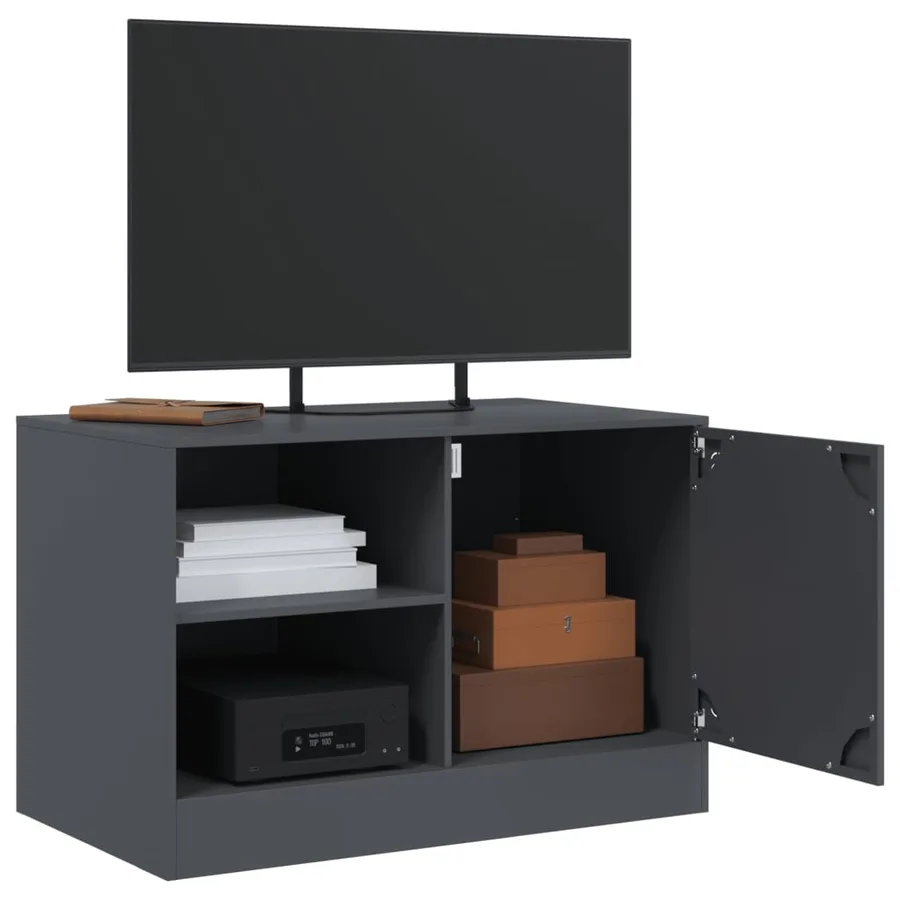 Meuble TV anthracite 67x39x44 cm acier - 5