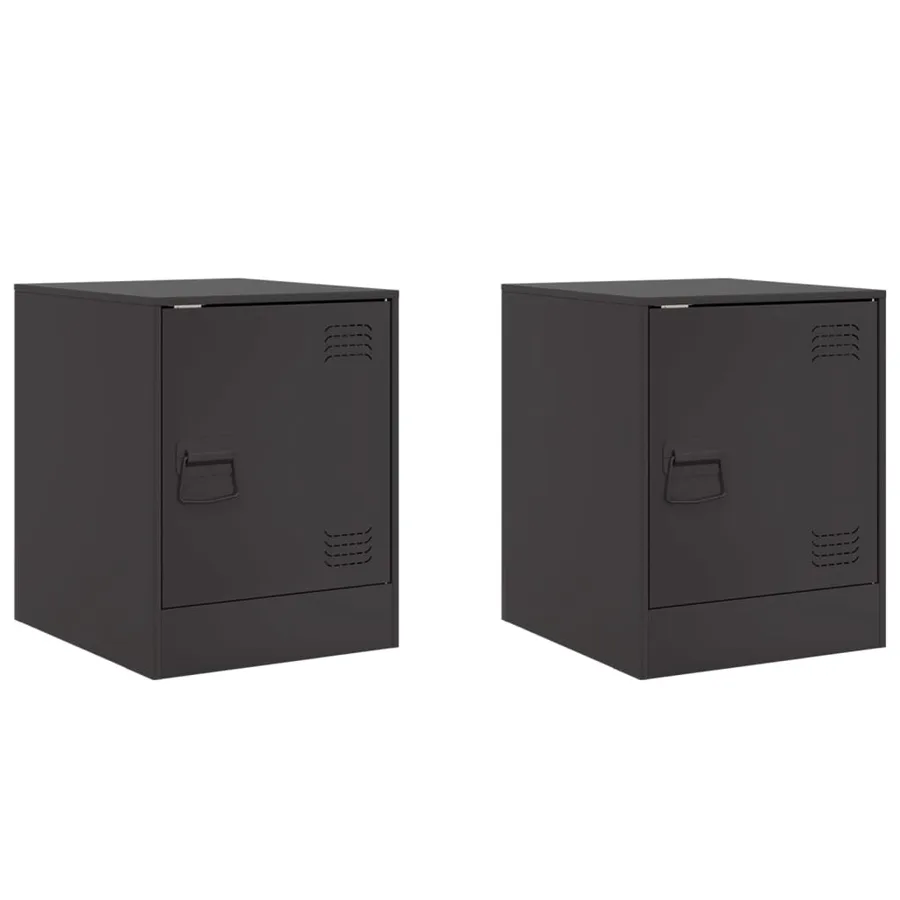 Tables de chevet 2 pcs noir 34,5x39x44 cm acier - 2
