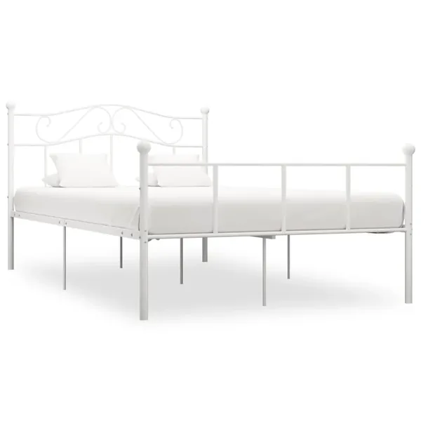 Cadre de lit sans matelas blanc métal 140x200 cm