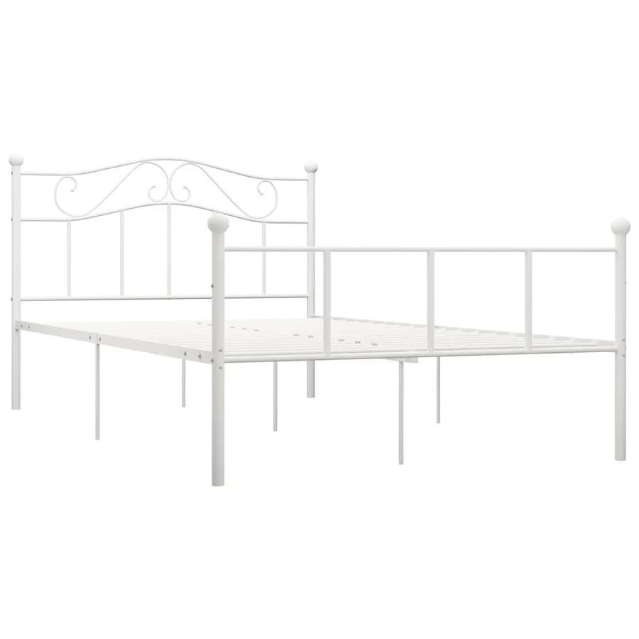 Cadre de lit sans matelas blanc métal 140x200 cm - 2