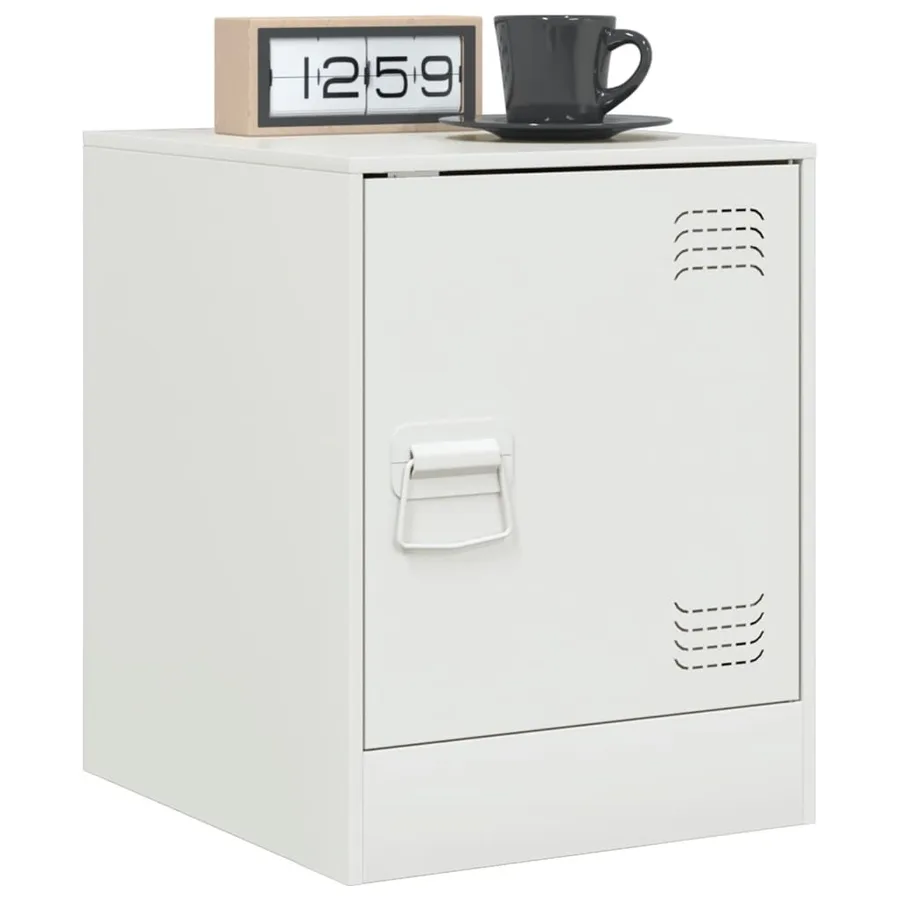 Table de chevet blanc 34,5x39x44 cm acier - 4