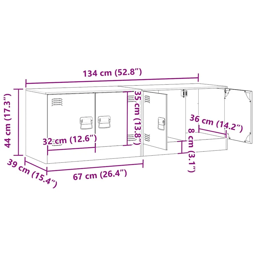 Meubles TV 2 pcs rose 67x39x44 cm acier - 14