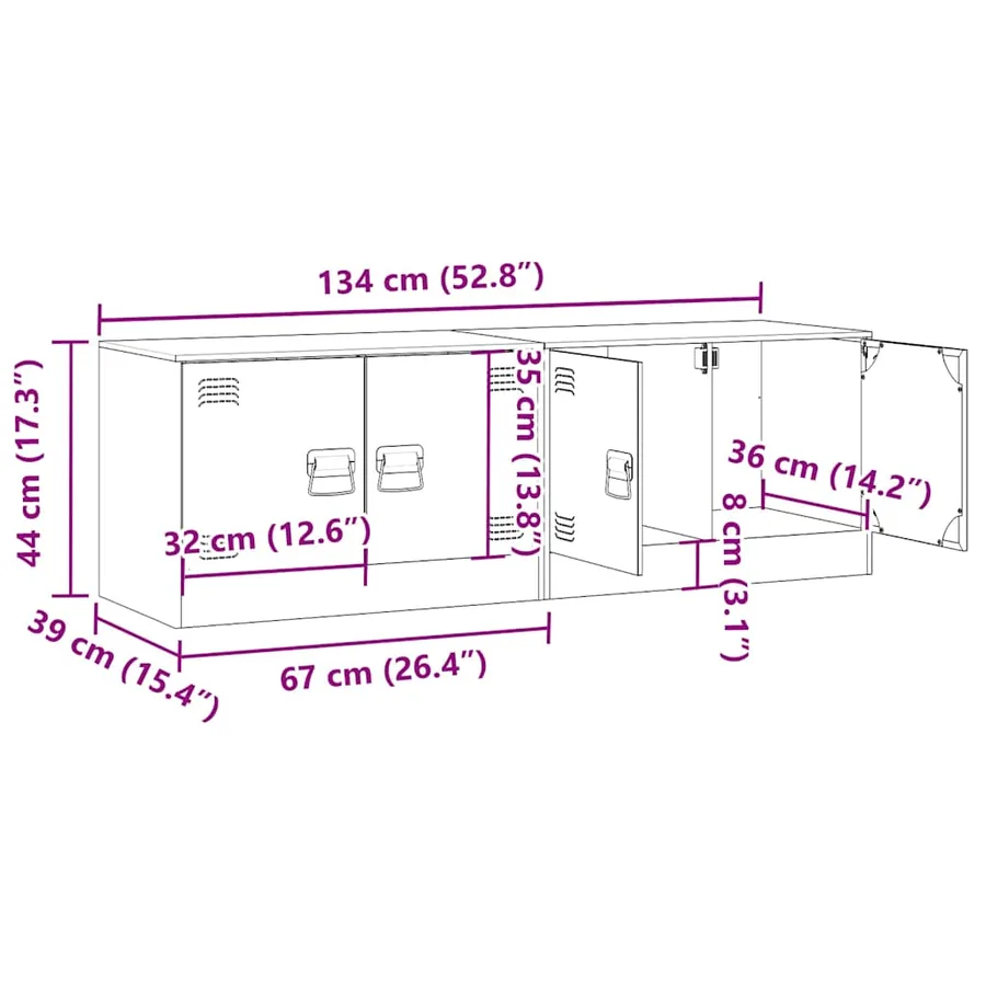 Meubles TV 2 pcs anthracite 67x39x44 cm acier - 14