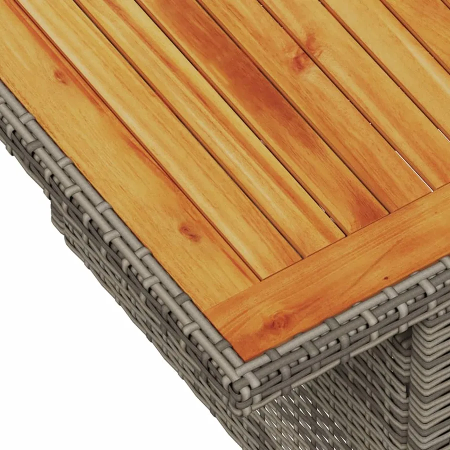 Table de jardin gris 100x55x73 cm résine tressée et bois acacia - 10