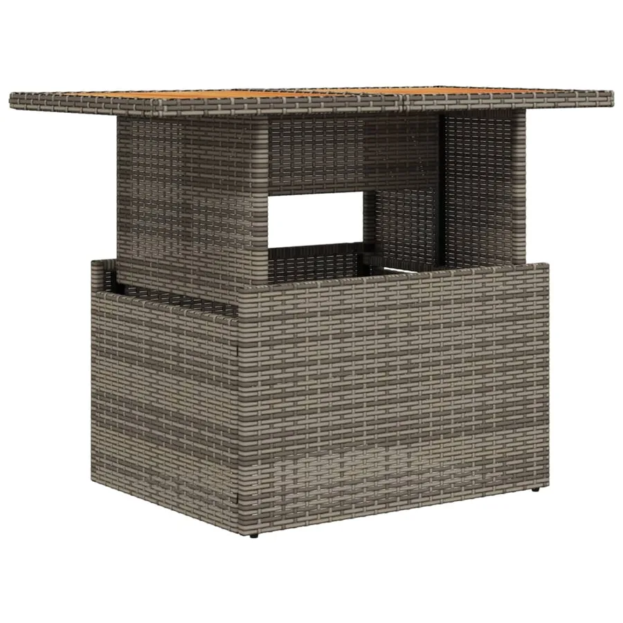 Table de jardin gris 100x55x73 cm résine tressée et bois acacia - 2