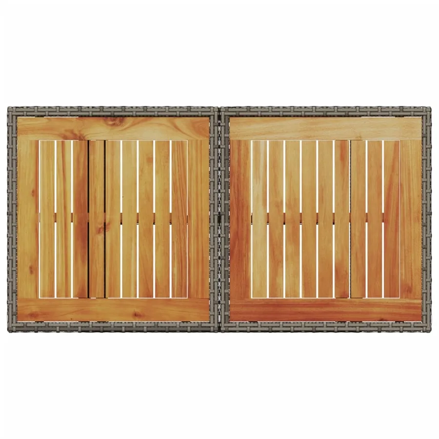 Table de jardin gris 100x55x73 cm résine tressée et bois acacia - 7