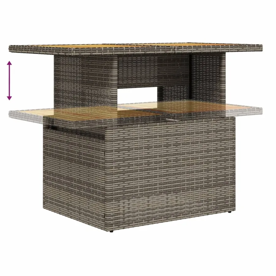 Table de jardin gris 100x55x73 cm résine tressée et bois acacia - 8