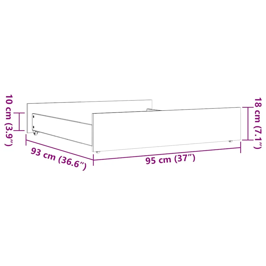Tiroirs de lit 2 pcs cire marron bois de pin massif - 9