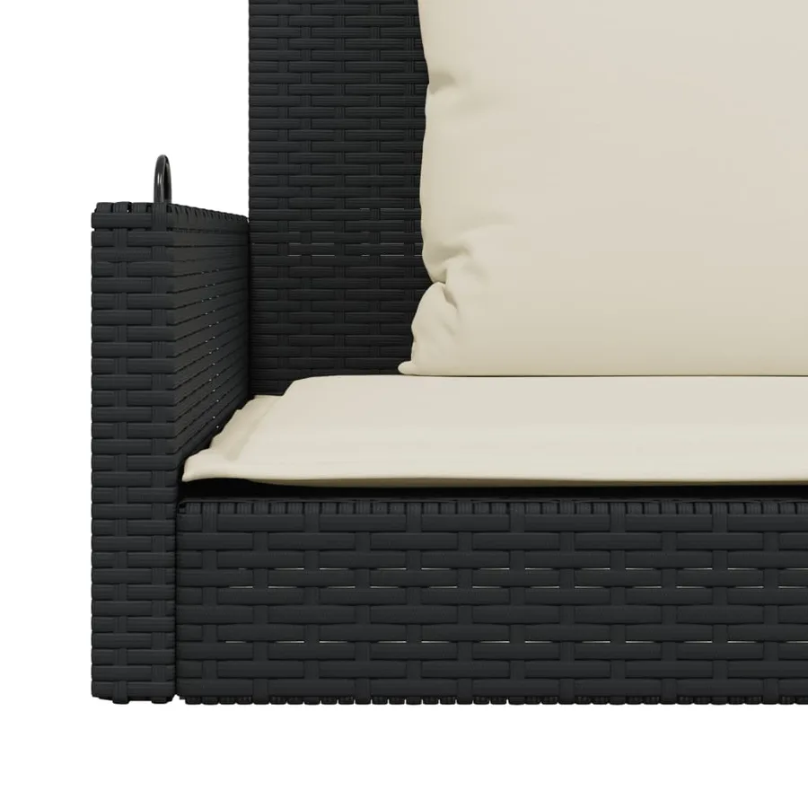 Banc à bascule avec coussins Noir 119 x 56 x 48 cm Résine tressée - 8