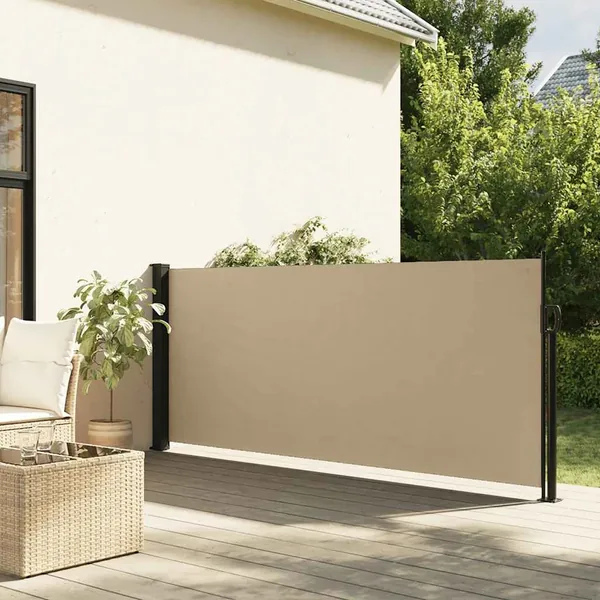Auvent latéral rétractable beige 120x500 cm