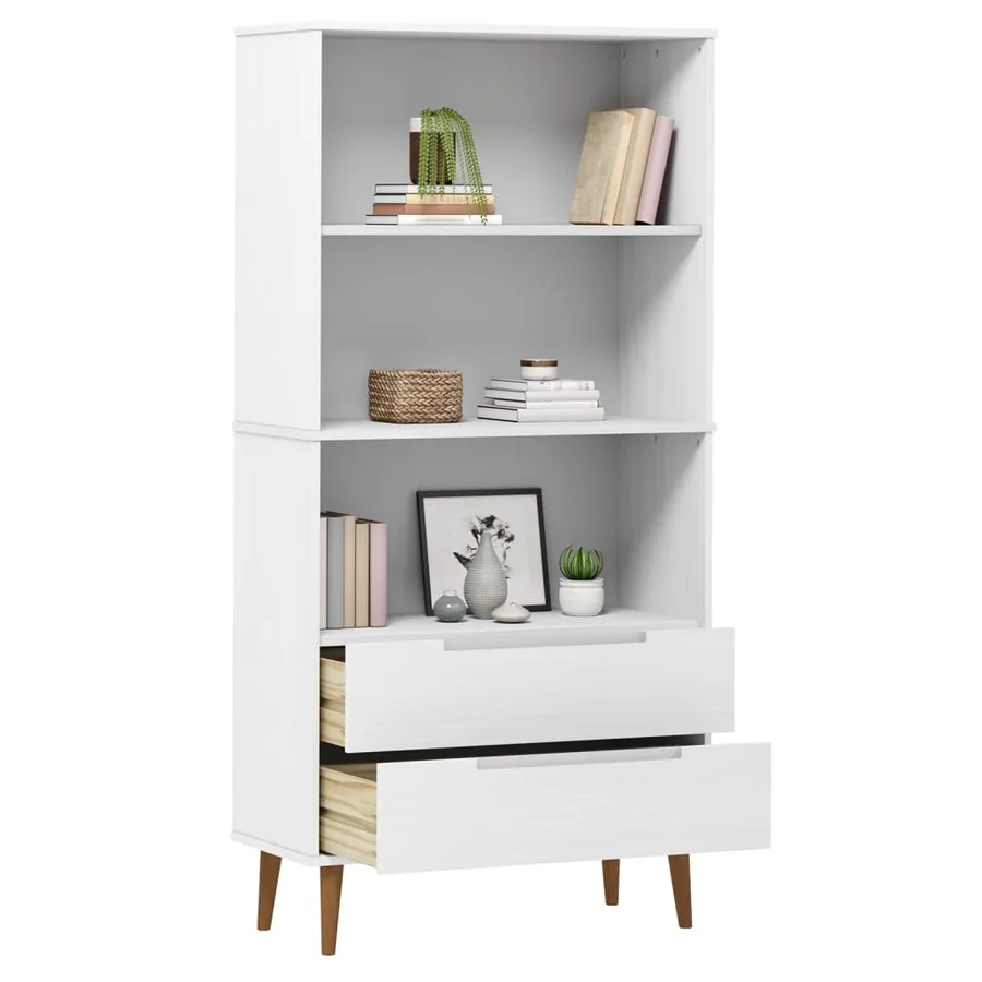 Bibliothèque MOLDE Blanc 85x35x170,5 cm Bois massif de pin - 3