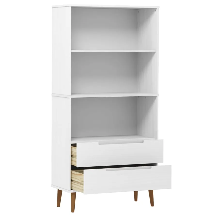 Bibliothèque MOLDE Blanc 85x35x170,5 cm Bois massif de pin - 5