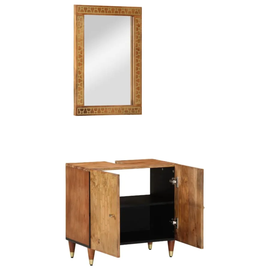 Ensemble de meubles salle de bain 2 pcs bois de manguier massif - 2