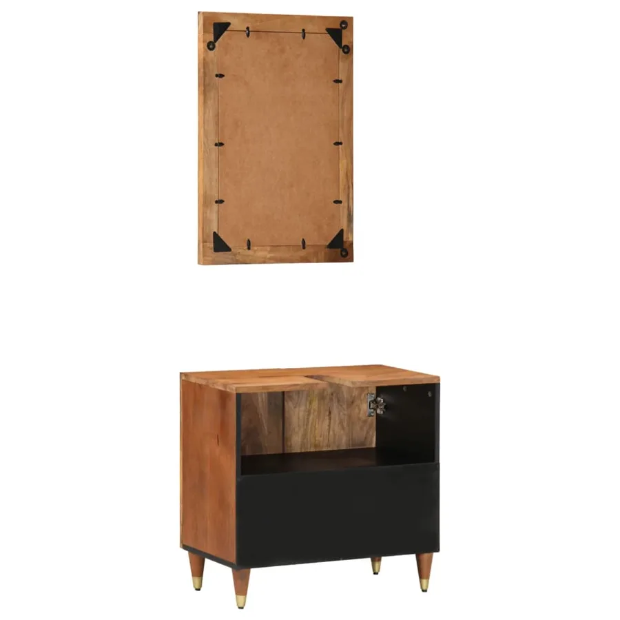 Ensemble de meubles salle de bain 2 pcs bois de manguier massif - 4