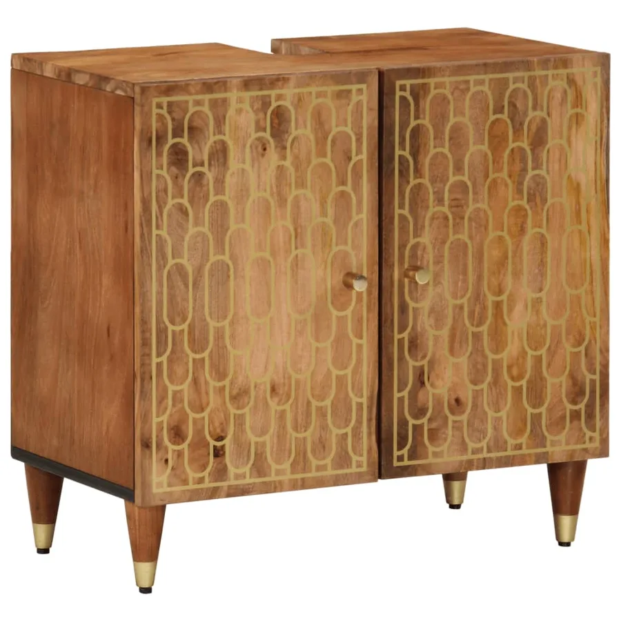 Ensemble de meubles salle de bain 2 pcs bois de manguier massif - 6