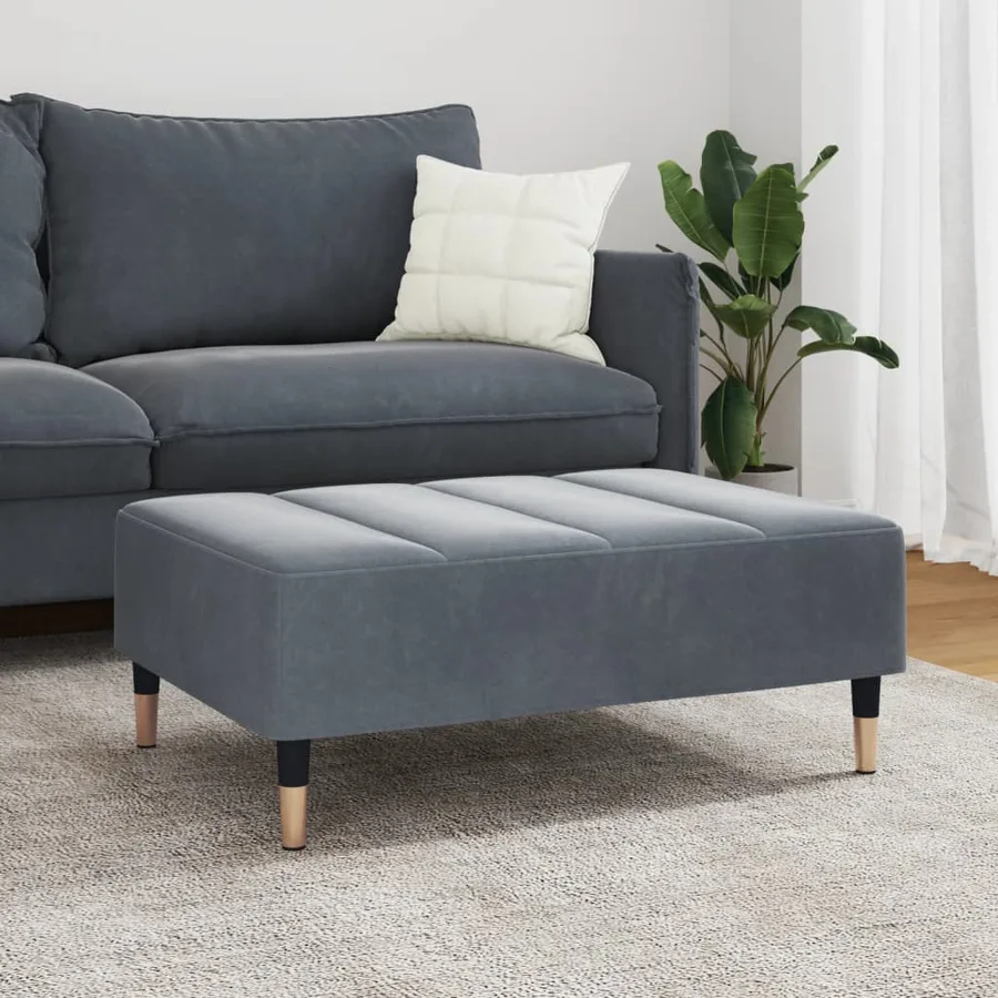 Repose-pied gris foncé 77x55x31 cm velours - 3