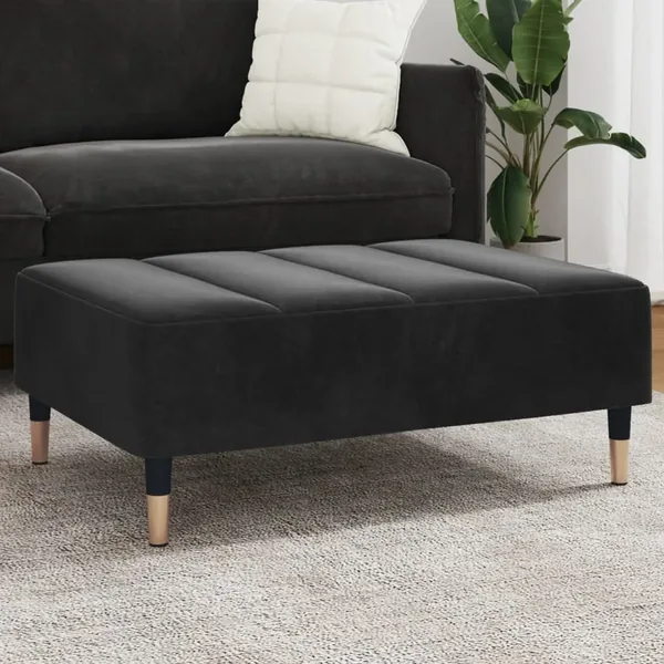 Repose-pied noir 77x55x31 cm velours