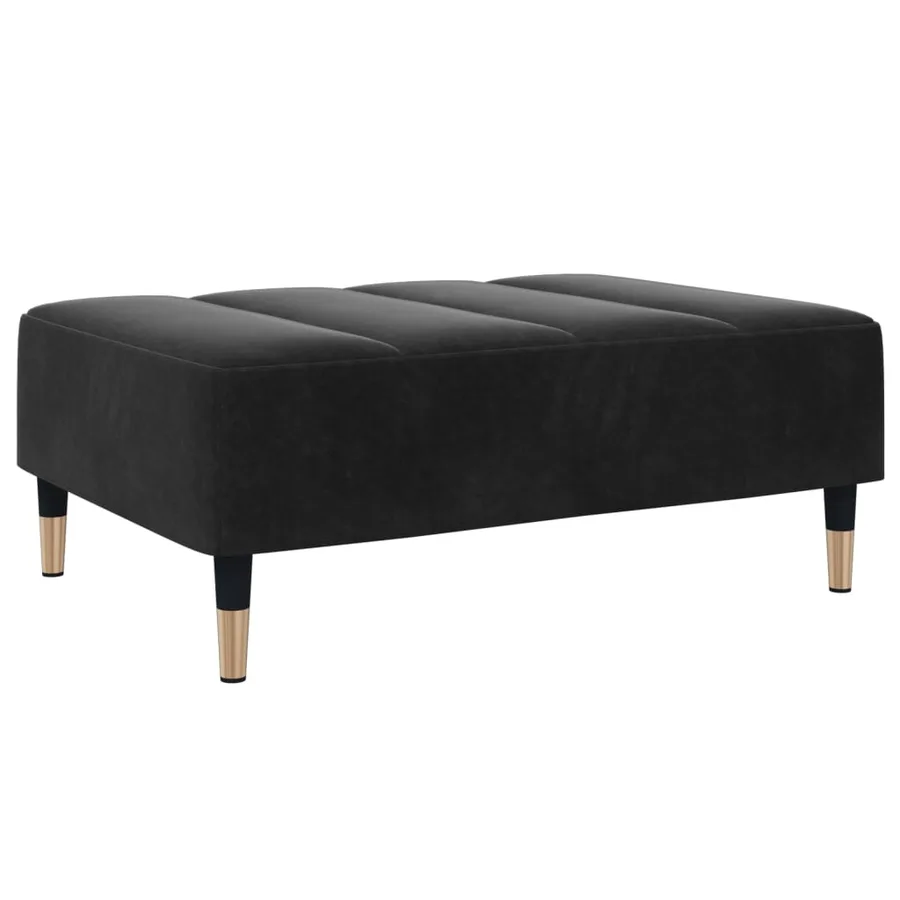 Repose-pied noir 77x55x31 cm velours - 2