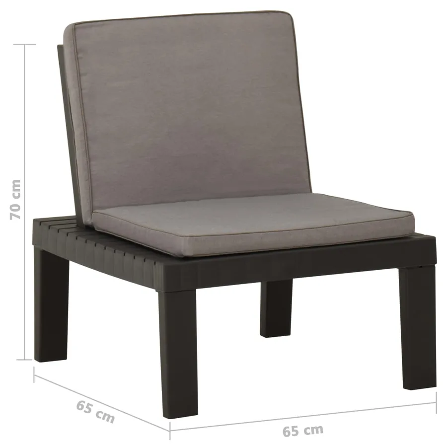Chaises de salon de jardin et coussins lot de 2 Plastique Gris - 8