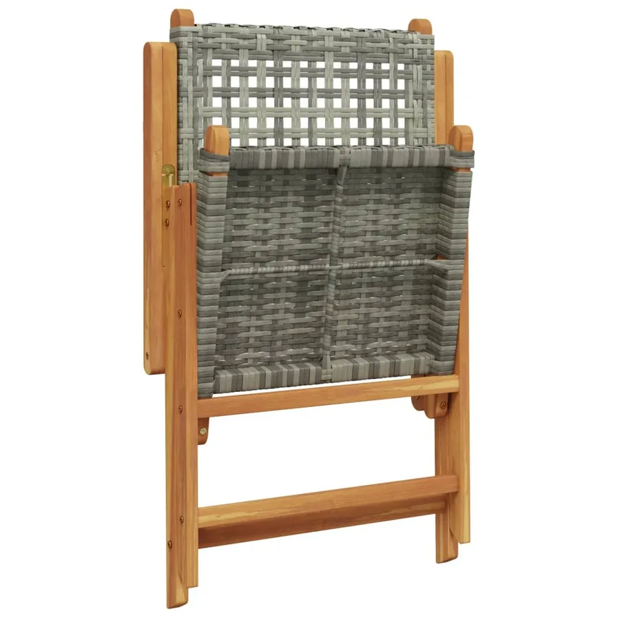 Chaises de jardin lot de 2 gris bois massif d'acacia et rotin - 8