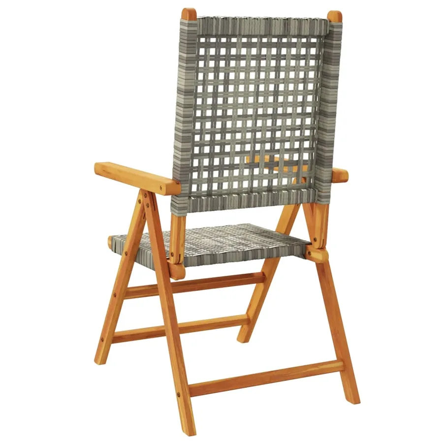 Chaises inclinables de jardin lot de 8 gris rotin bois massif - 6