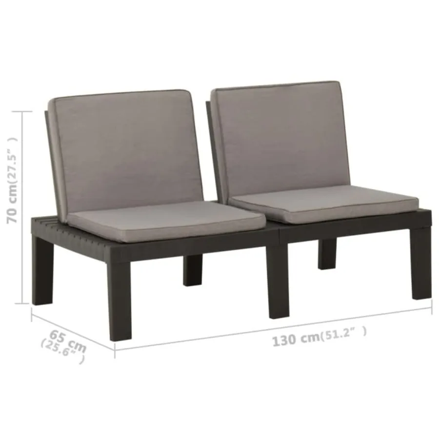 Salon de jardin 4 pcs avec coussins Plastique Gris - 12
