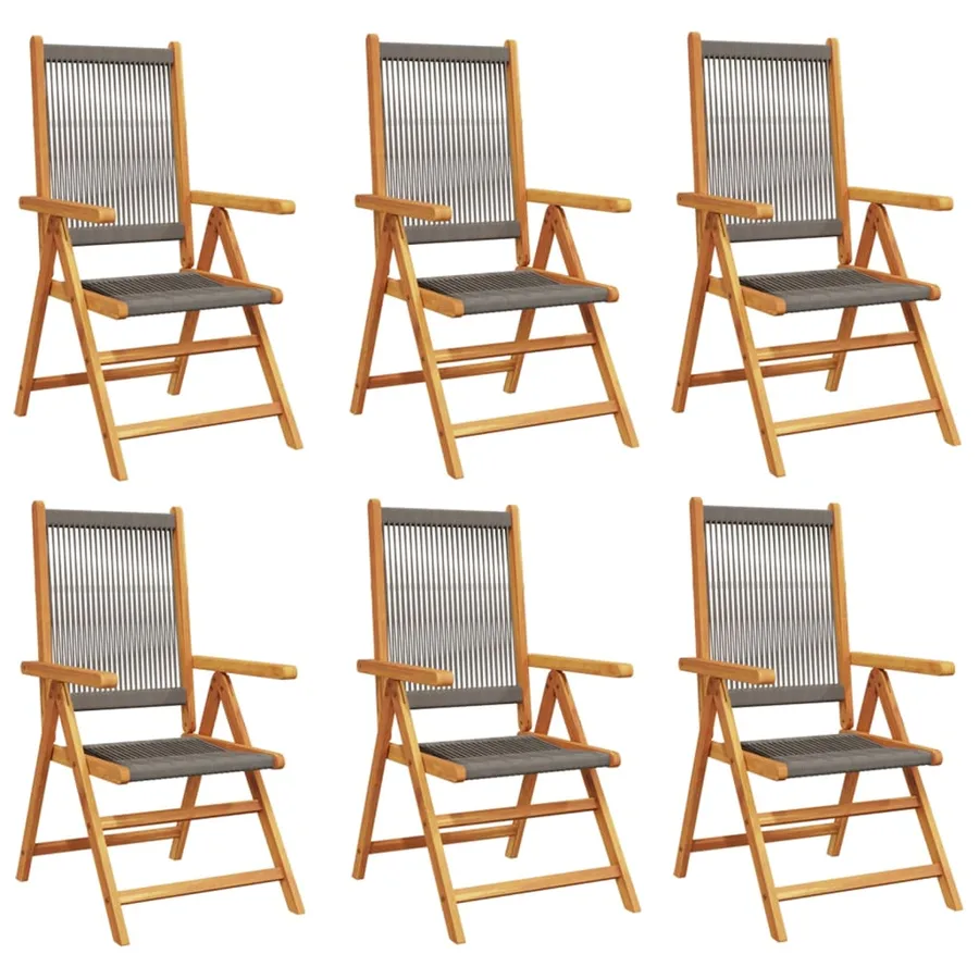 Chaises inclinables de jardin lot de 6 gris bois massif acacia - 2