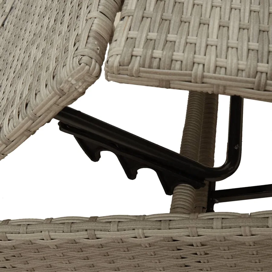 Chaises longues lot de 2 avec table gris clair résine tressée - 8