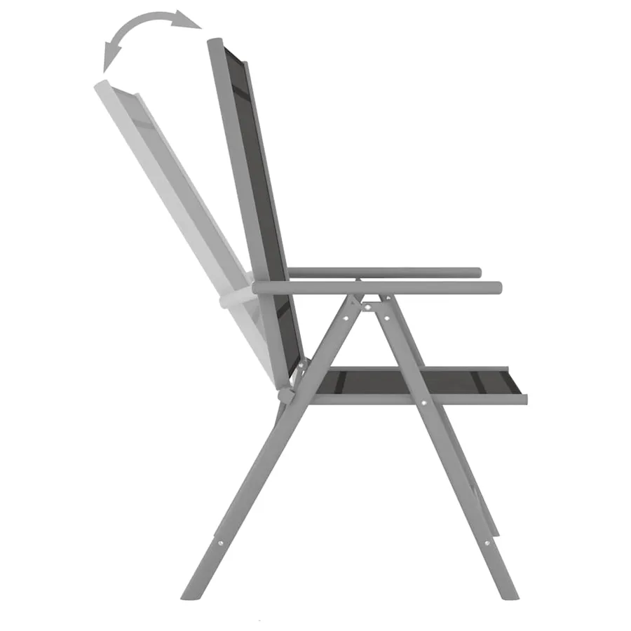 Ensemble à manger de jardin 5 pcs aluminium argenté et noir - 7