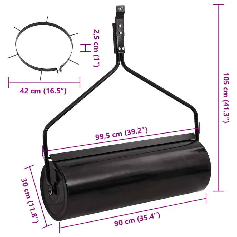 Rouleau de jardin et de pelouse à tirer avec pinces aérateur noir 63 L en fer - 8