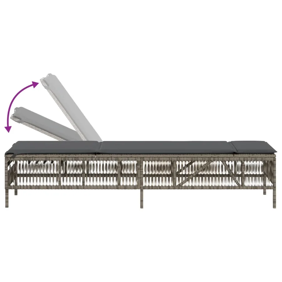 Chaises longues lot de 2 avec table gris résine tressée - 6