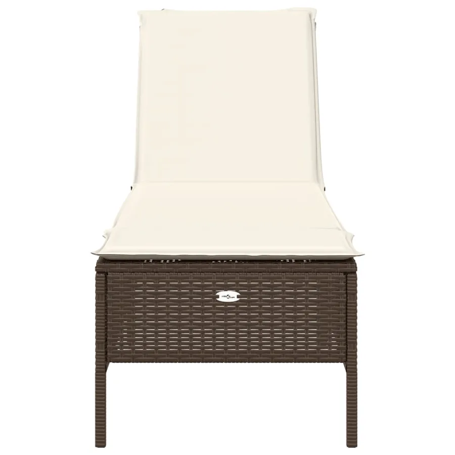 Chaise longue avec coussin marron résine tressée - 4