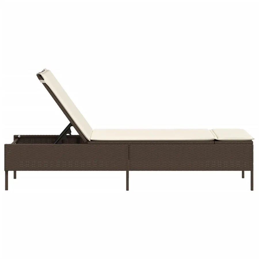 Chaise longue avec coussin marron résine tressée - 5