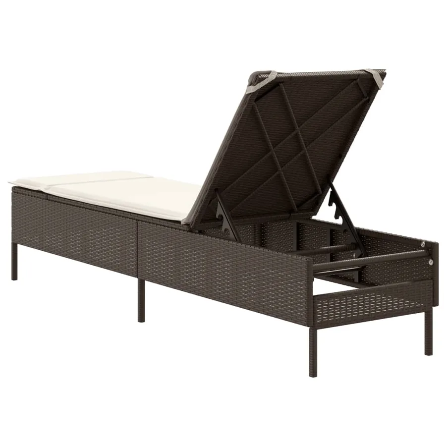 Chaise longue avec coussin marron résine tressée - 6