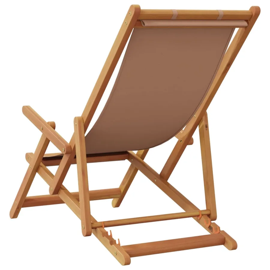 Chaises de plage pliantes lot de 2 taupe tissu et bois massif - 6