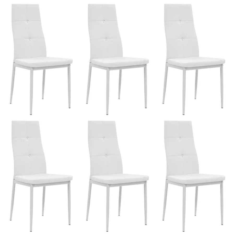 Chaises à manger lot de 6 blanc similicuir