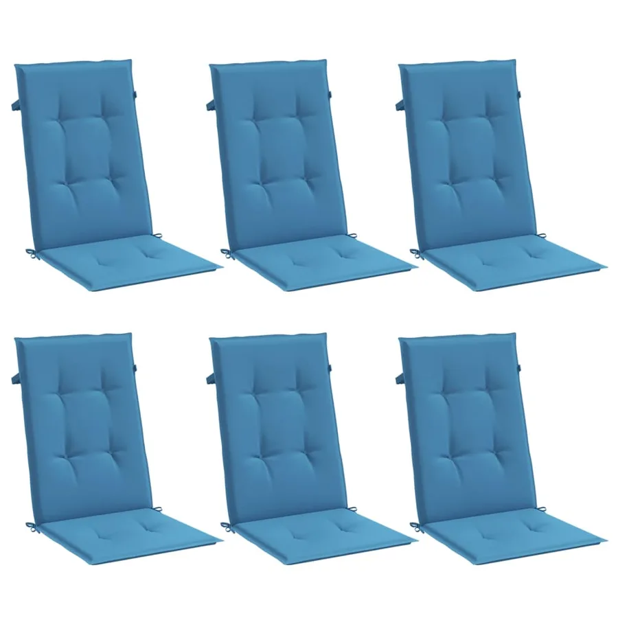Coussins de chaise à dossier haut lot de 6 bleu mélangé tissu - 4