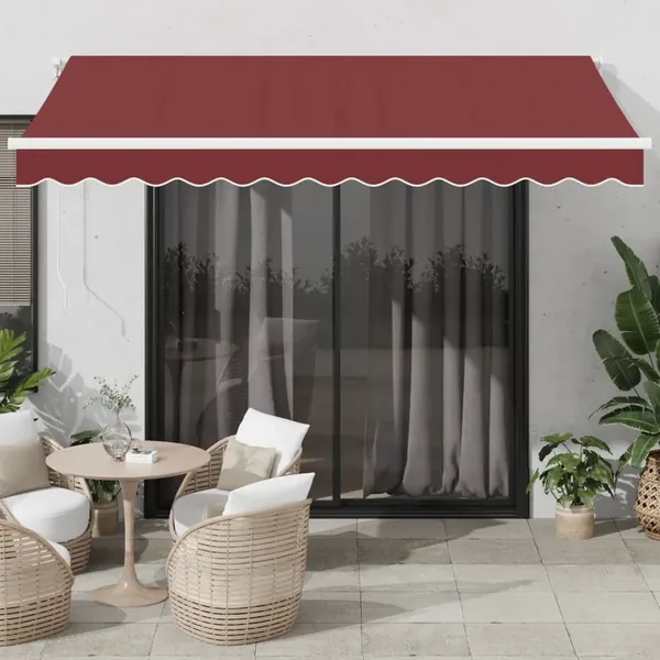 Auvent rétractable automatique avec LED bordeaux 350x250 cm