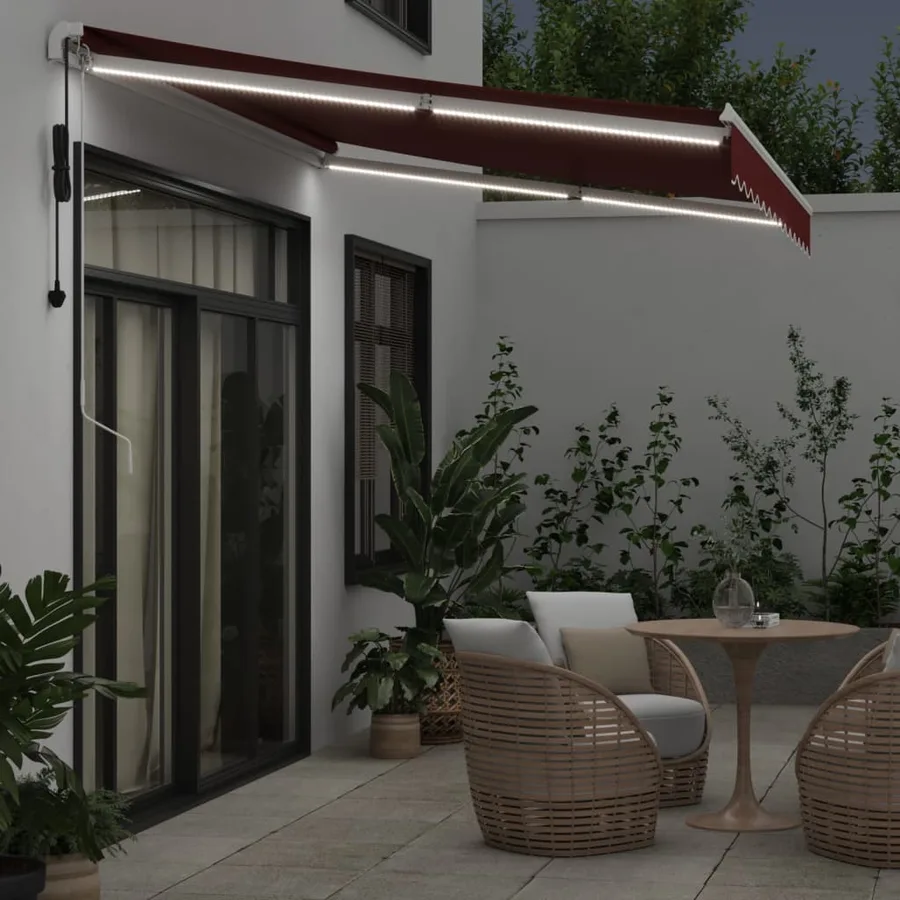 Auvent rétractable automatique avec LED bordeaux 350x250 cm - 3