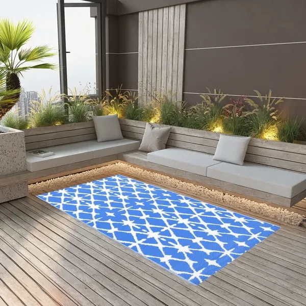 Tapis d'extérieur ARAKIL bleu et blanc 160x230 cm PP