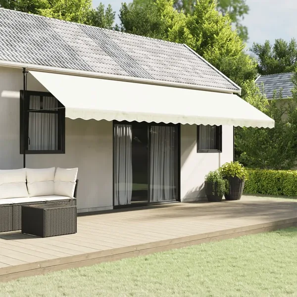 Tissu de remplacement de cantonnière d’auvent rayure crème 6 m